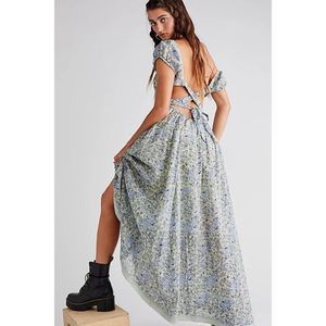 NWT FREE PEOPLE SZ S ULTRAVIOLET DRESS CROSS BACK MAXI DRESS COOL COMBO